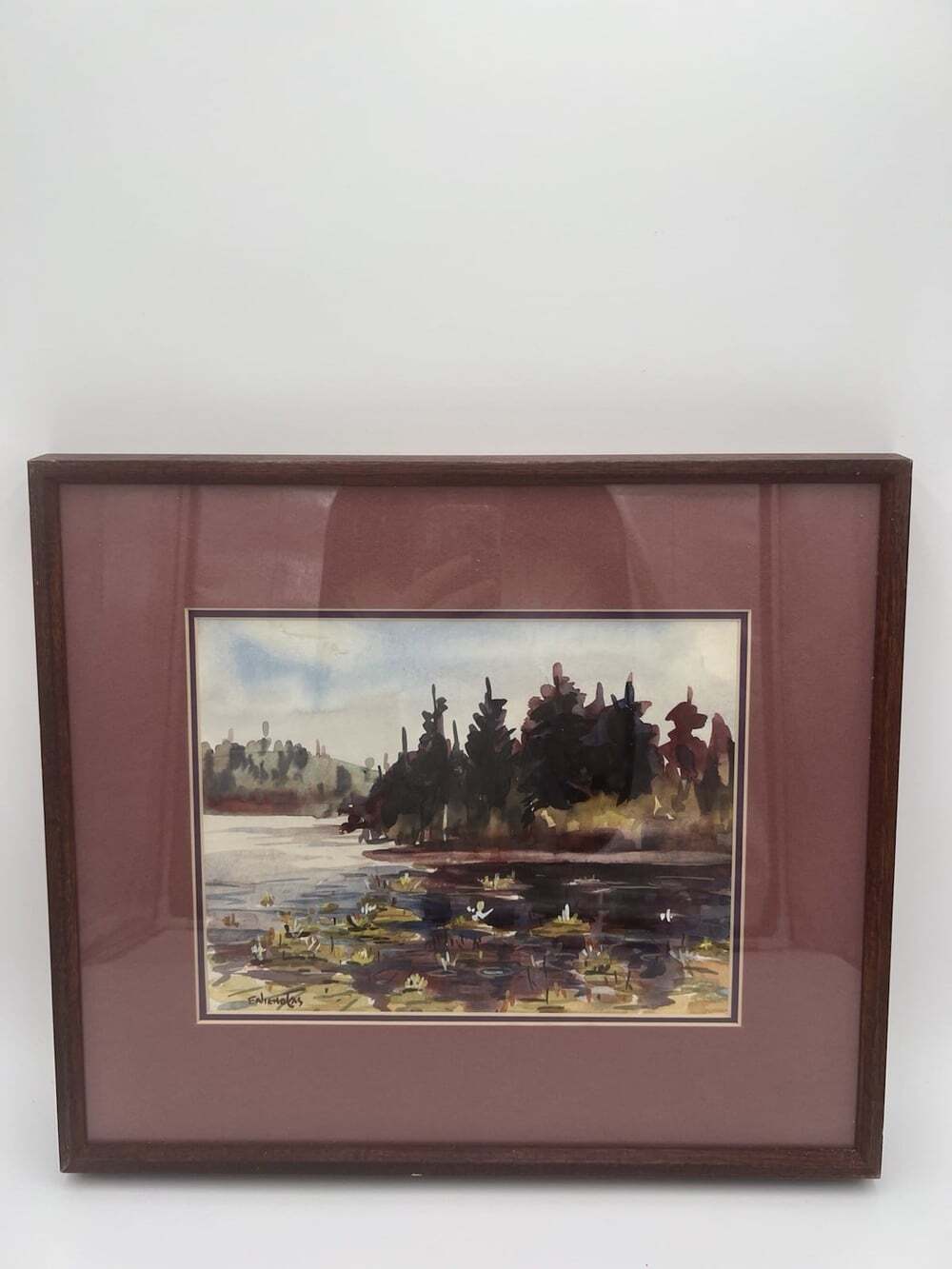 Fred Nicholas Original Signed Watercolor Painting Lake Water Lilies Framed Art